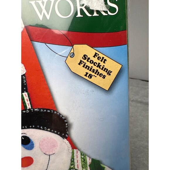 Design Works Poinsettia Snowman Felt Stocking Kit 18" Beads/Floss/Needle/Pattern - Picture 6 of 12